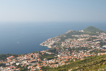 Fototapeta na wymiar Adriatic coast bird's eye view. Dubrovnik.