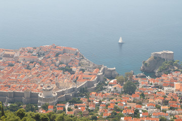 view from the height of the old fortress city of Dubrovnik. Croatia