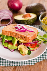 Veggie toast with avocado. 