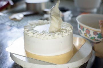 Making Cake. Coconut Cake Homemade. Homemade Cake.