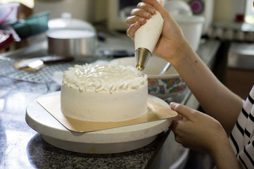 Making Cake. Coconut Cake Homemade. Homemade Cake.