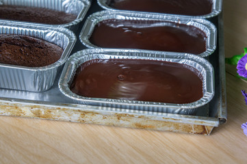 Chocolate Lana Cake. Homemade Cake. fork spoon