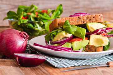 Veggie toast with avocado. 