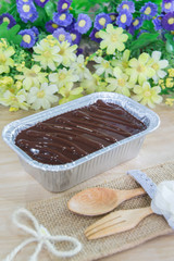 Chocolate Lana Cake. Homemade Cake. fork spoon