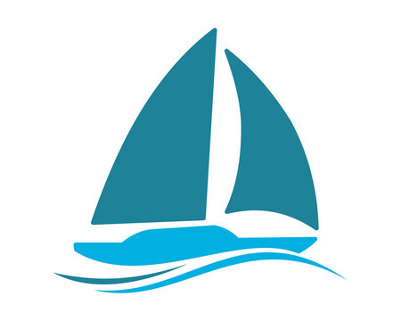 blue sail ship icon