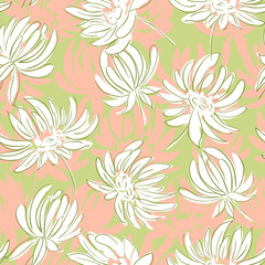 Fototapeta na wymiar hand drawn flowers seamless pattern. Floral background for web design, greeting cards, wrapping paper
