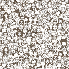 Materiał do szycia people faces seamless vector pattern