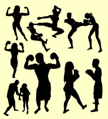 Boxing and fight silhouette. Good use for symbol, logo, web icon, mascot, sign, sticker, or any design you want