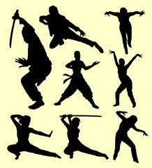 Martial art. Using sword silhouette. Good use for symbol, logo, web icon, mascot, sign, sticker, or any design you want