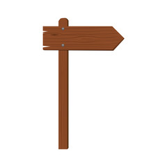 Realistic wooden arrow nailed isolated. Flat color style vector illustration.