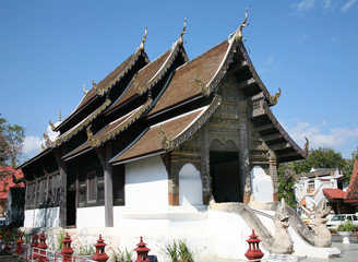 Architectural building Buddhist temple in Northern Thailand 