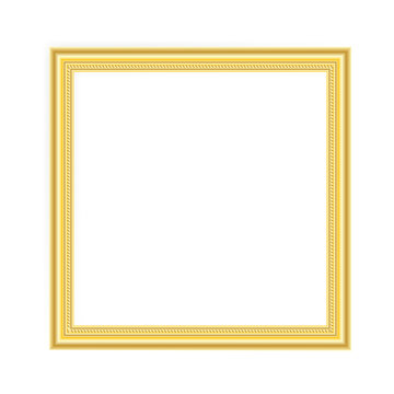 gold picture frame vector on white background