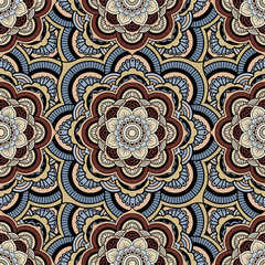Seamless repeating pattern consisting of colored mandal.Vector