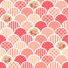 Cute seamless vintage pattern as patchwork in shabby chic style ideal for kitchen textile or bed linen fabric, curtains or interior wallpaper design, can be used for scrap booking paper etc