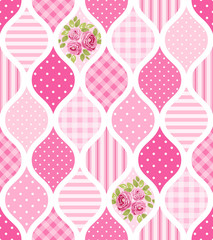 Cute seamless vintage pattern as patchwork in shabby chic style ideal for kitchen textile or bed linen fabrics, curtains, carpets, tablecloth, wallpaper design, can be used for scrap booking paper etc