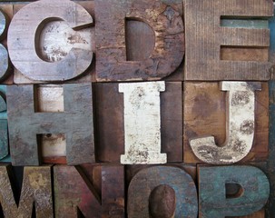 Alphabet abstract - vintage wooden letterpress types. 