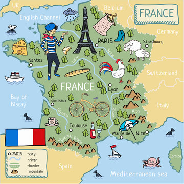 cartoon map of france