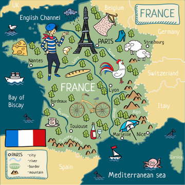 cartoon map of france