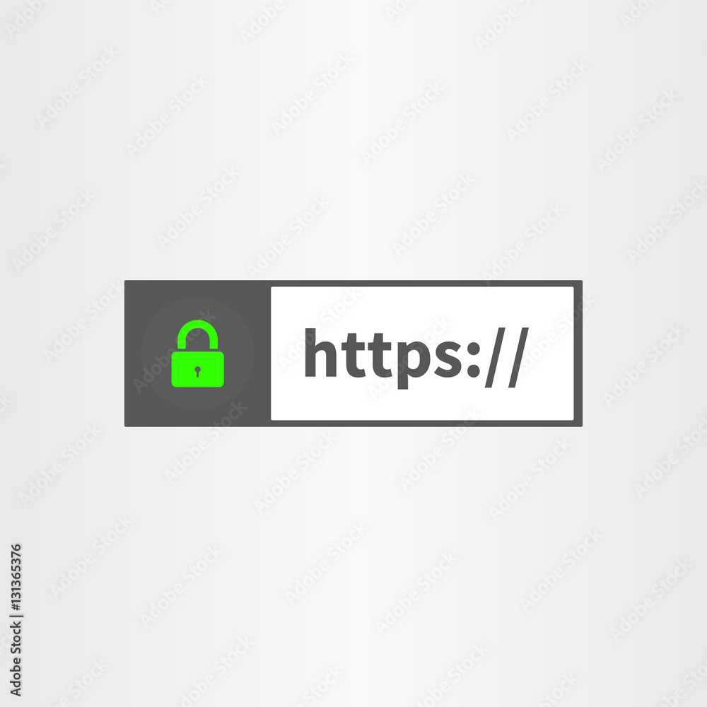 Fototapete Browser window with secure online connection icon  and http text