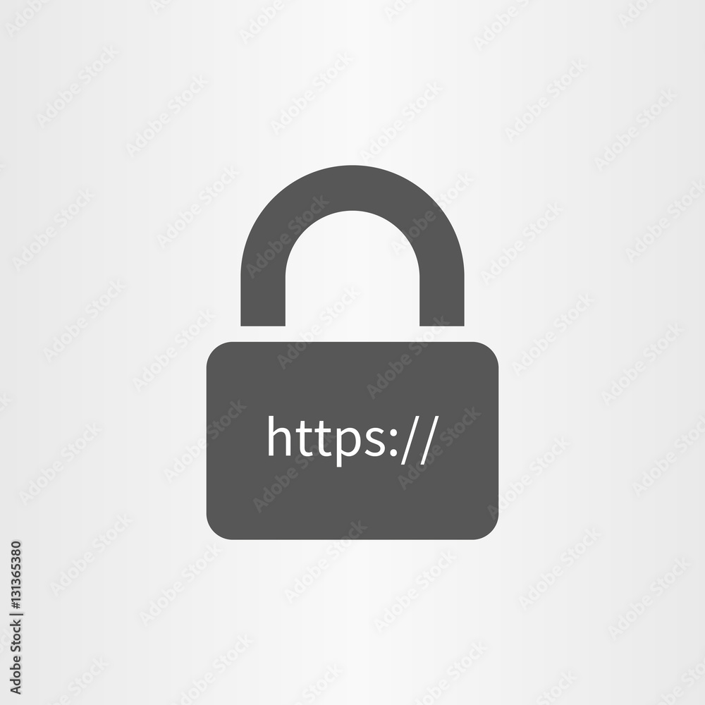 Poster secure online connection icon and http text line icon isolated