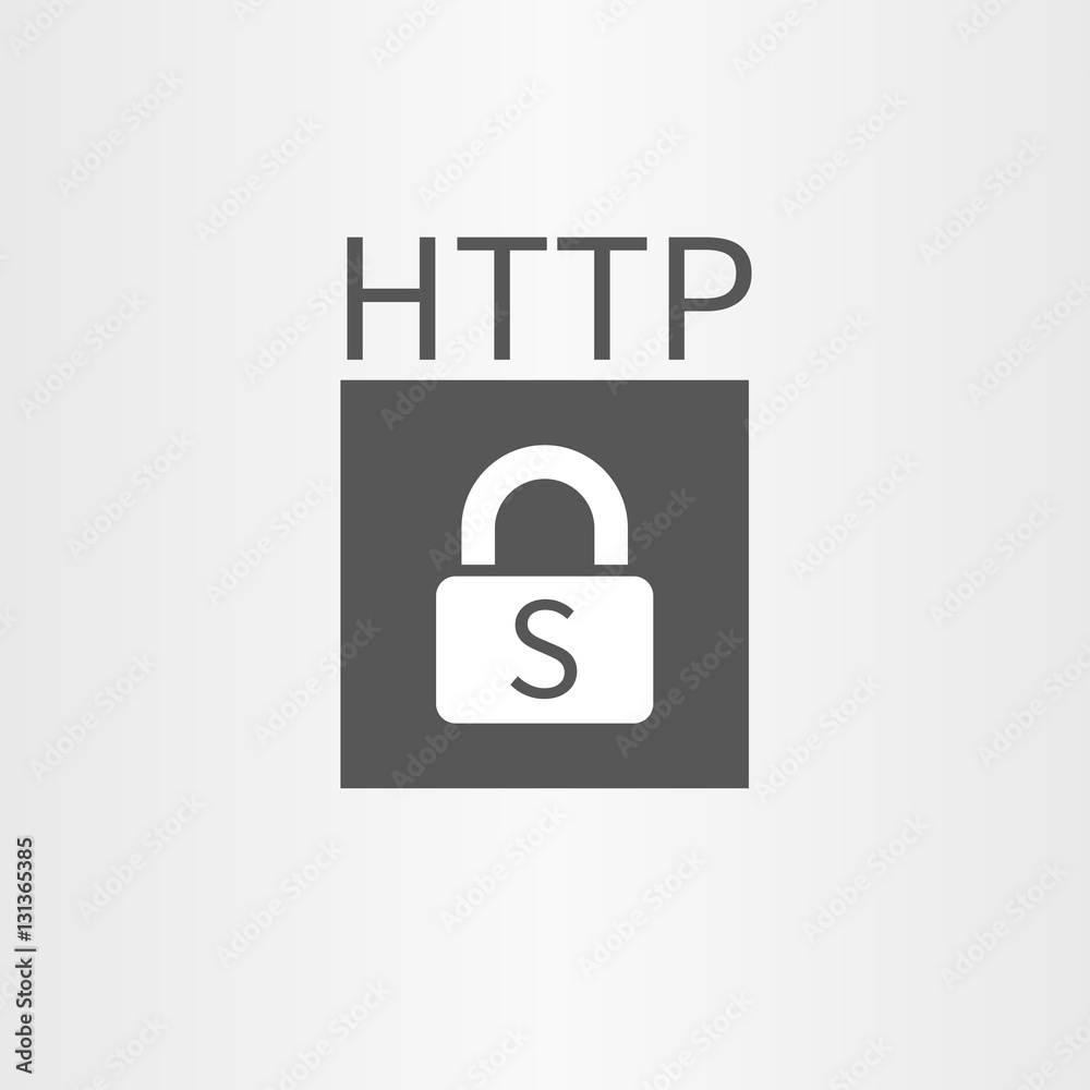 Poster secure online connection icon and http text line icon isolated