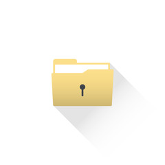 Data protected computer folder icon with files and lock (key).
