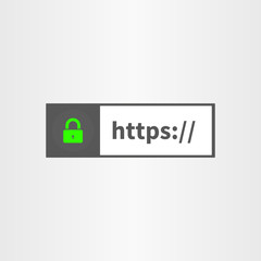 Browser window with secure online connection icon  and http text