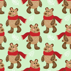 Seamless pattern with bears