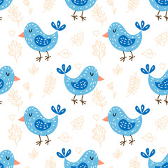 Seamless pattern with cute owls