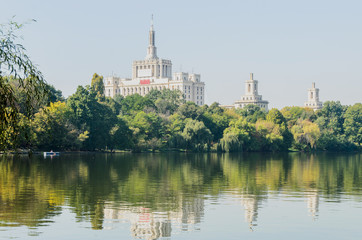 View from Herastrau Park of House of the Free Press - Casa Presei Libere