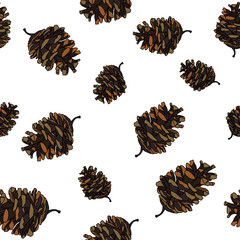 Pinecone seamless pattern on an isolated background