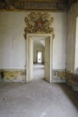 Urbex - Beautiful and luxurious wooden door in an old abandoned mansion