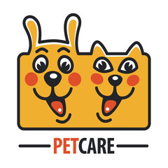 Pet Care Logo with Dog, cat