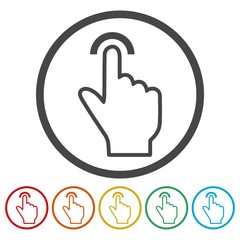 Touch icon, click, hand stickers set 