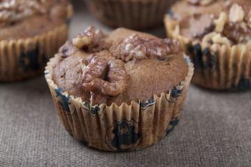 Honey cakes with walnuts, banana and prunes