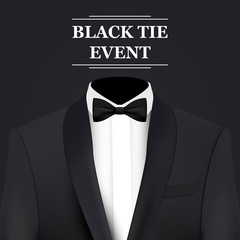 Black tie event invitation card, vector background