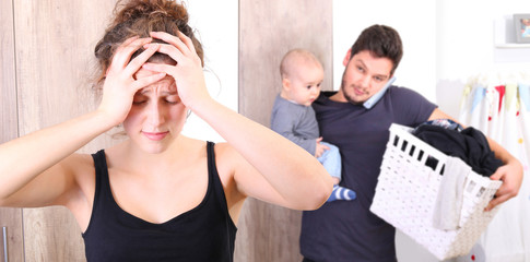 usband overwhelmed by taking care of everything alone, because his wife is suffering from...