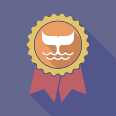 Long shadow badge with a whale tail