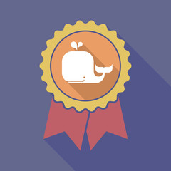 Long shadow badge with a whale
