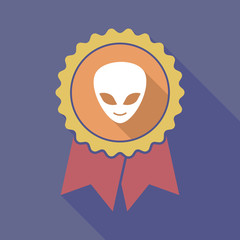 Long shadow badge with an alien face