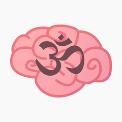 Isolated brain with an om sign