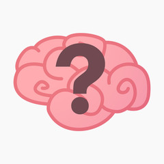 Isolated brain with a question sign