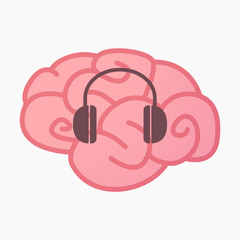 Isolated brain with a earphones