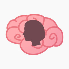 Isolated brain with a female head