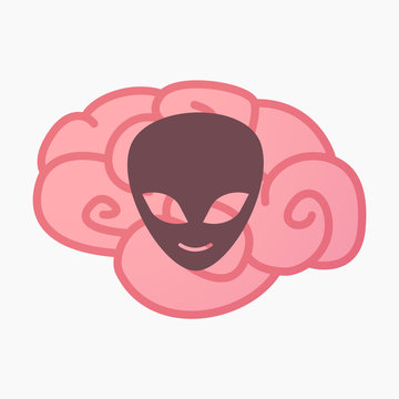 Isolated brain with an alien face