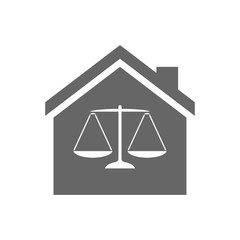 Isolated house with a justice weight scale sign