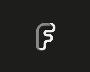 Naklejka premium Abstract letter F logo design template. Creative ribbon vector icon.Wave flow symbol