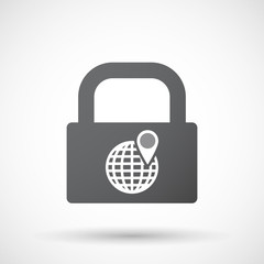 Isolated lock pad with a world globe