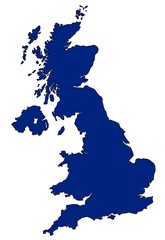 Map of UK in blue