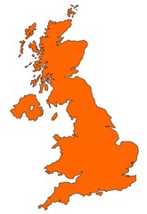 Map of UK in orange